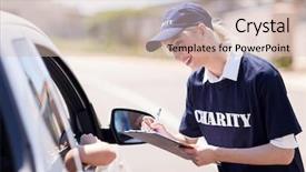  Presentation with charity - Cool new PPT theme with volunteer raising money for charity backdrop and a lemonade colored foreground