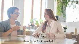  Presentation with cold brew coffee - Presentation design featuring cheerful white collar workers chatting background and a mint green colored foreground