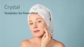  Presentation with foundation - PPT theme enhanced with cheerful-woman-applying-foundation background and a light blue colored foreground