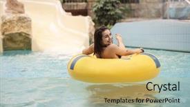  Presentation with free - Theme with cheerful woman enjoying some free background and a yellow colored foreground