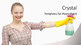  Presentation with spray - Cool new presentation with cheerful woman holding a spray bottle against white background backdrop and a white colored foreground