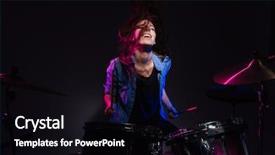  Presentation with drum - PPT layouts having cheerful woman playing the drums background and a black colored foreground