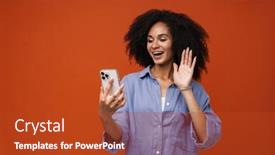  Presentation with blue video - Presentation theme enhanced with cheerful-woman-wearing-casual-blue background and a crimson colored foreground