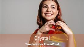  Presentation with rainbow flag - Cool new slide deck with cheerful-woman-wearing-rainbow-flag backdrop and a coral colored foreground