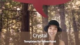  Presentation with woods - Colorful presentation design enhanced with cheerful woman with a polka dot dress and hat against trees in a woods backdrop and a tawny brown colored foreground