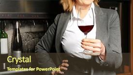  Presentation with cellar - Colorful slides enhanced with cheerful woman with glass of red wine in modern cellar backdrop and a tawny brown colored foreground
