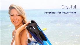  Presentation with cheerful - Colorful slide set enhanced with cheerful-woman-with-snorkeling-outfit backdrop and a sky blue colored foreground