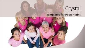  Presentation with breast cancer - Cool new theme with cheerful women looking up wearing backdrop and a soft green colored foreground