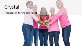  Presentation with breast cancer free - Presentation featuring cheerful women wearing breast cancer background and a light gray colored foreground