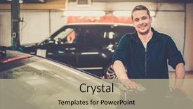  Presentation with car cleaning - Amazing presentation theme having cheerful worker wiping car backdrop and a mint green colored foreground