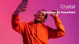  Presentation with african music - Slide set featuring cheerful-young-african-man-dancing background and a coral colored foreground