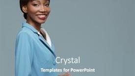  Presentation with cheerful - Presentation theme featuring cheerful-young-african-stewardess-blue background and a seafoam green colored foreground