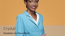  Presentation with dragonfly orange - Cool new slide deck with cheerful-young-african-stewardess-orange backdrop and a light blue colored foreground