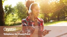  Presentation with africa music - Theme enhanced with cheerful young african woman walking background and a coral colored foreground