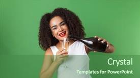  Presentation with agriculture african - PPT layouts consisting of cheerful young african woman wearing background and a ocean colored foreground