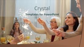  Presentation with sparkling lights - Slides having cheerful-young-and-mature-adults background and a sky blue colored foreground