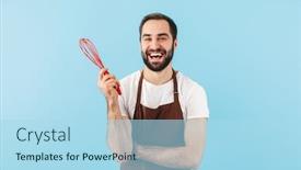  Presentation with cheerful - PPT theme with cheerful-young-bearded-man-wearing background and a light blue colored foreground