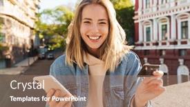  Presentation with online shopping - Amazing presentation having cheerful-young-blonde-girl-shopping backdrop and a coral colored foreground