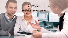  Presentation with financial planning - Theme having cheerful young couple at financial background and a soft green colored foreground