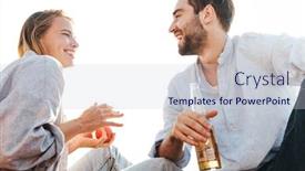  Presentation with beer bottle - Theme enhanced with cheerful young couple in love having picnic outdoors holding beer bottle background and a lemonade colored foreground