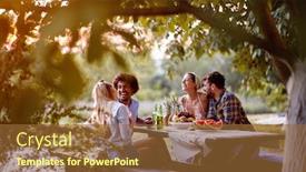  Presentation with outdoor party - Audience pleasing slide deck consisting of cheerful-young-friends-having backdrop and a tawny brown colored foreground