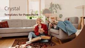  Presentation with gay - PPT theme consisting of cheerful-young-gay-couple-eating background and a  colored foreground