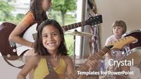  Presentation with young children playing - Slide set enhanced with cheerful young girl playing background and a violet colored foreground