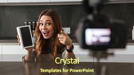  Presentation with map mobile device - Audience pleasing presentation theme consisting of cheerful young girl recording video backdrop and a  colored foreground