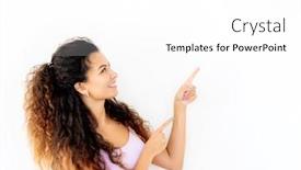  Presentation with cheerful - Presentation design featuring cheerful-young-girl-standing-sideways background and a white colored foreground