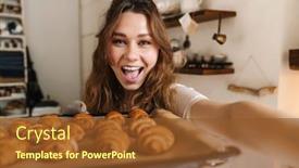  Presentation with selfie - Beautiful presentation featuring cheerful-young-girl-taking backdrop and a tawny brown colored foreground