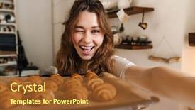  Presentation with selfie - PPT theme with cheerful-young-girl-taking background and a tawny brown colored foreground