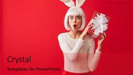  Presentation with cheerful stylish city girl using - Theme having cheerful young girl wearing christmas background and a red colored foreground