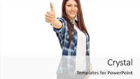  Presentation with cheerful stylish city girl using - Cool new PPT theme with cheerful young girl with braces backdrop and a  colored foreground
