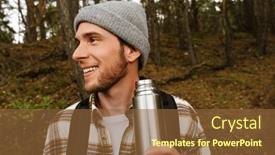  Presentation with hot tea - Presentation theme having cheerful-young-handsome-man-wearing background and a tawny brown colored foreground