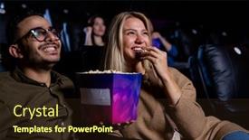  Presentation with comedy - Slides consisting of cheerful-young-heterosexual-couple-eating background and a wine colored foreground