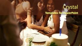  Presentation with bride and groom at wedding - Presentation theme consisting of cheerful-young-intercultural-brides background and a tawny brown colored foreground