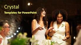  Presentation with wedding white - Presentation theme enhanced with cheerful-young-lesbian-brides background and a wine colored foreground