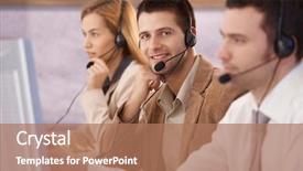  Presentation with dispatch - Beautiful presentation theme featuring cheerful young male dispatcher working backdrop and a coral colored foreground