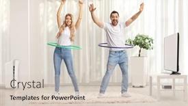  Presentation with living room - Theme with cheerful-young-man-and-woman background and a lemonade colored foreground