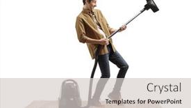  Presentation with guitar - PPT layouts with cheerful-young-man-playing background and a light gray colored foreground