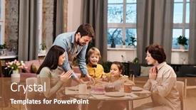 Presentation with tea cake - Slides having cheerful-young-man-putting-plate background and a red colored foreground