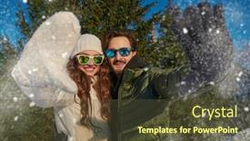  Presentation with cheerful - Presentation theme having cheerful-young-man background and a tawny brown colored foreground