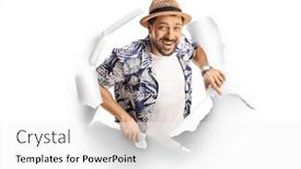  Presentation with straw - Theme featuring cheerful-young-man and a white colored foreground