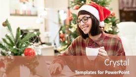  Presentation with chat - Theme enhanced with cheerful-young-office-worker background and a coral colored foreground