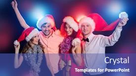  Presentation with christmas holidays - Amazing presentation theme having cheerful young people celebrating christmas together holidays celebration backdrop and a ocean colored foreground