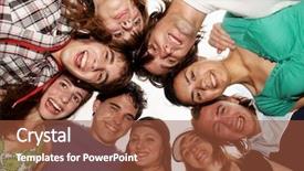  Presentation with fun - PPT theme featuring cheerful young people having fun background and a tawny brown colored foreground