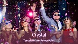  Presentation with cheerful - Slide set enhanced with cheerful young people showered background and a tawny brown colored foreground