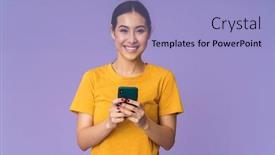  Presentation with cheerful - PPT layouts featuring cheerful-young-pretty-sportswoman-standing background and a light blue colored foreground