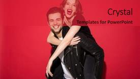  Presentation with punk - Slides with cheerful young punk couple rejoice background and a red colored foreground