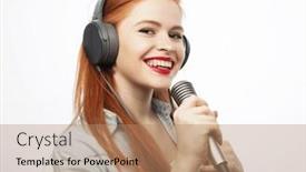  Presentation with cheerful - Presentation with cheerful-young-red-haired-woman background and a coral colored foreground